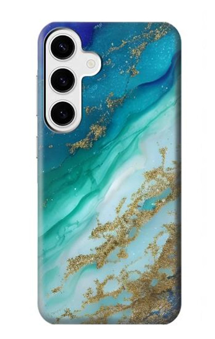 S3920 Couleur bleu océan abstrait émeraude mélangée Etui Coque Housse pour Samsung Galaxy S24 Plus