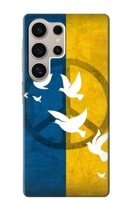 S3857 Colombe de la paix drapeau ukrainien Etui Coque Housse pour Samsung Galaxy S24 Ultra