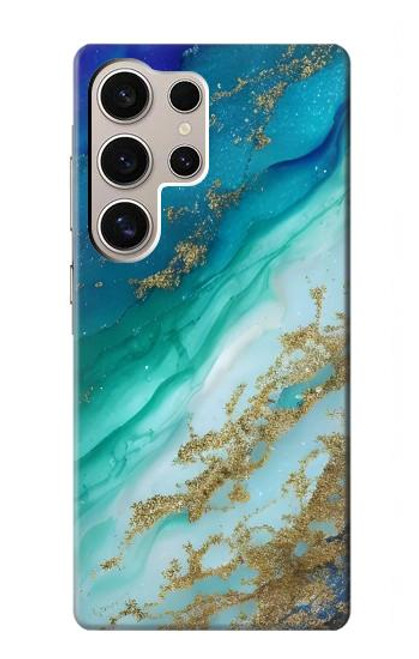 S3920 Couleur bleu océan abstrait émeraude mélangée Etui Coque Housse pour Samsung Galaxy S24 Ultra