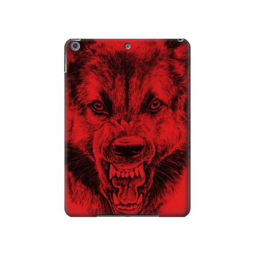S1090 Rouge Loup Etui Coque Housse pour iPad 10.2 (2021,2020,2019), iPad 9 8 7