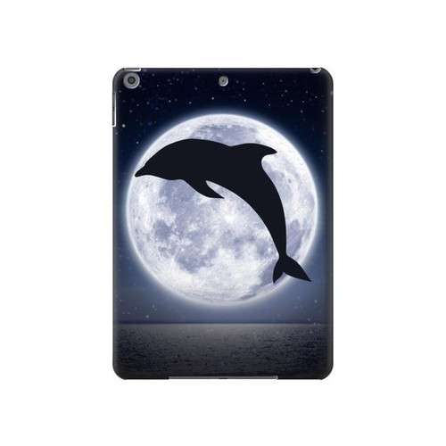 S3510 Dauphin Lune Nuit Etui Coque Housse pour iPad 10.2 (2021,2020,2019), iPad 9 8 7