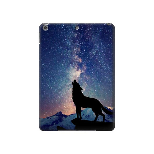 S3555 Loup Hurlant Million étoiles Etui Coque Housse pour iPad 10.2 (2021,2020,2019), iPad 9 8 7