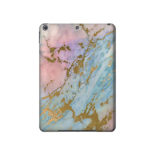 S3717 Imprimé graphique en marbre bleu pastel or rose Etui Coque Housse pour iPad 10.2 (2021,2020,2019), iPad 9 8 7