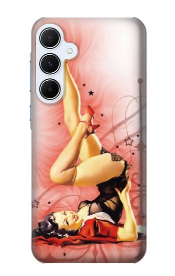 S1669 Afficher Fille Millésime Etui Coque Housse pour Samsung Galaxy A55 5G