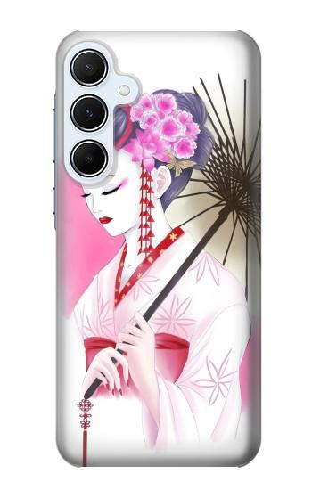 S2579 Traditionnelle japonaise Geisha Kimono Etui Coque Housse pour Samsung Galaxy A55 5G