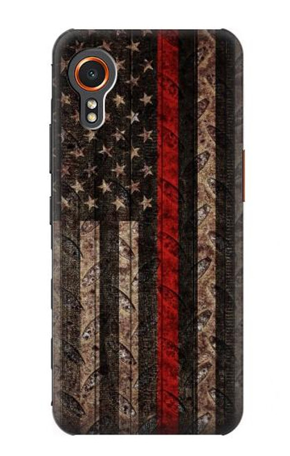 S3804 Graphique de drapeau de ligne rouge en métal de pompier Etui Coque Housse pour Samsung Galaxy Xcover7