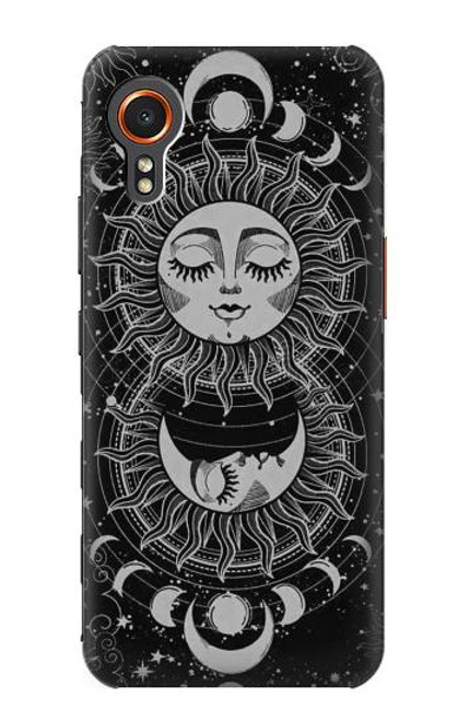 S3854 Visage de soleil mystique Croissant de lune Etui Coque Housse pour Samsung Galaxy Xcover7