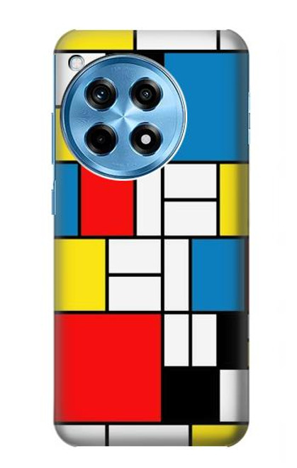 S3814 Composition de dessin au trait Piet Mondrian Etui Coque Housse pour OnePlus 12R