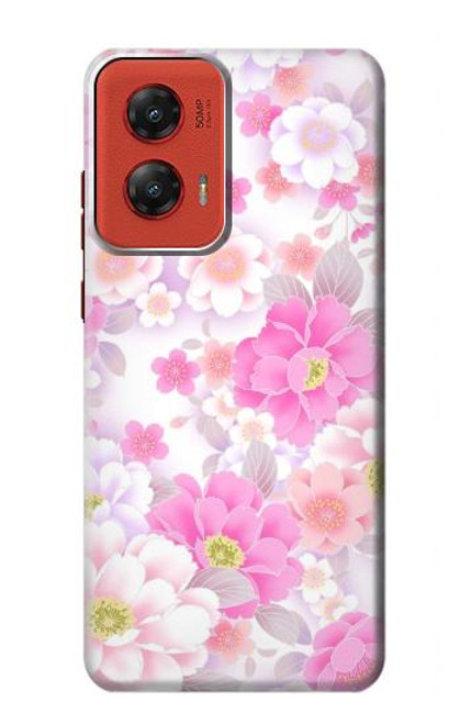 S3036 Flore de fleur rose douce Etui Coque Housse pour Motorola Moto G Stylus 5G (2024)