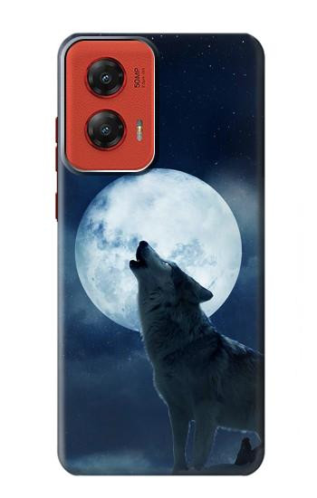 S3693 Pleine lune du loup blanc sinistre Etui Coque Housse pour Motorola Moto G Stylus 5G (2024)
