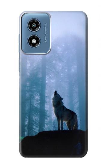 S0935 Loup Hurlant dans la forêt Etui Coque Housse pour Motorola Moto G Play 4G (2024)