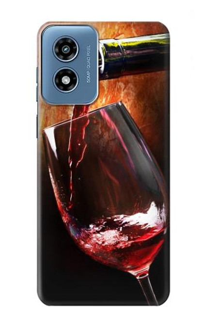 S2396 Rouge Bouteille de vin et le verre Etui Coque Housse pour Motorola Moto G Play 4G (2024)