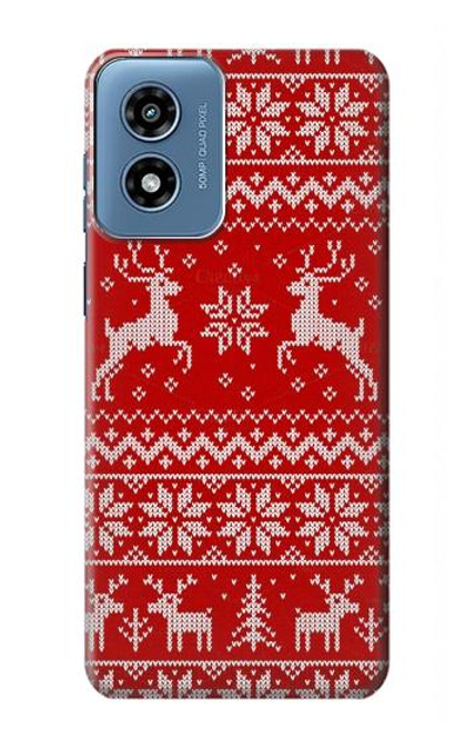 S2835 Renne Motif Tricoté Noël Etui Coque Housse pour Motorola Moto G Play 4G (2024)