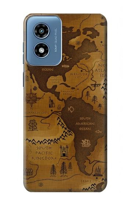 S2861 Carte antique du monde Etui Coque Housse pour Motorola Moto G Play 4G (2024)