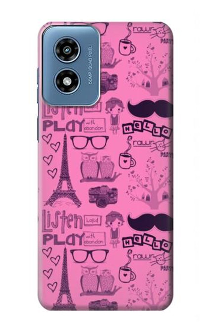 S2885 Paris Rose Etui Coque Housse pour Motorola Moto G Play 4G (2024)