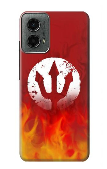 S2803 Feu Rouge Diable Lance Symbole Etui Coque Housse pour Motorola Moto G 5G (2024)
