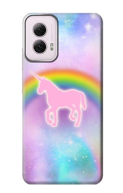 S3070 Arc en ciel pastel ciel Licorne Etui Coque Housse pour Motorola Moto G Power 5G (2024)