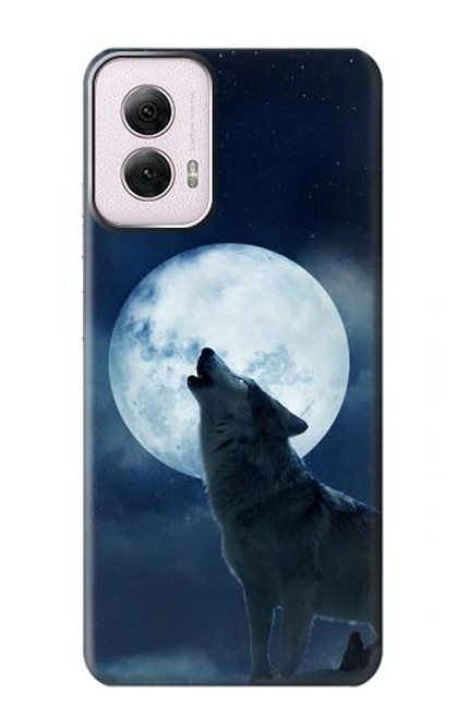 S3693 Pleine lune du loup blanc sinistre Etui Coque Housse pour Motorola Moto G Power 5G (2024)