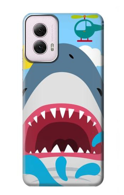 S3947 Caricature d'hélicoptère de requin Etui Coque Housse pour Motorola Moto G Power 5G (2024)