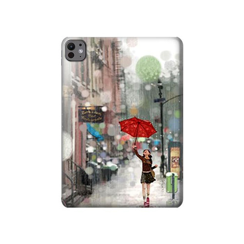 S0108 Fille sous la pluie Etui Coque Housse pour iPad Pro 11 (2024,2025)