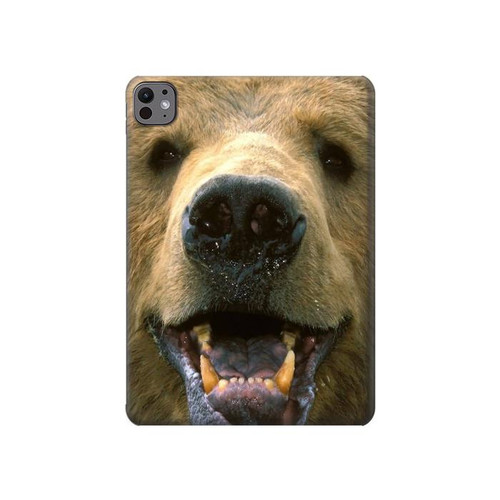 S0840 Grizzly Bear visage Etui Coque Housse pour iPad Pro 11 (2024,2025)