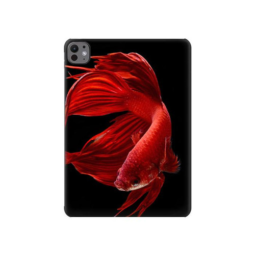 S2092 Rouge Poisson Combattant Etui Coque Housse pour iPad Pro 11 (2024,2025)