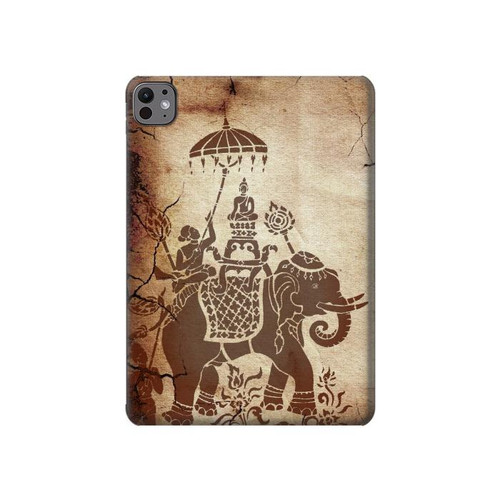 S2102 Art de la peinture thaïlandaise Bouddha sur Elephant Etui Coque Housse pour iPad Pro 11 (2024,2025)
