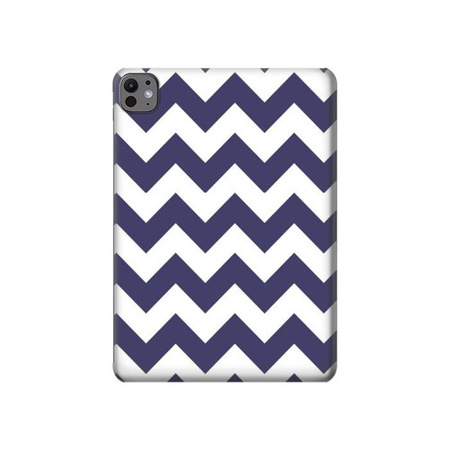 S2345 Marine Bleu Shavron Zig zag Etui Coque Housse pour iPad Pro 11 (2024,2025)