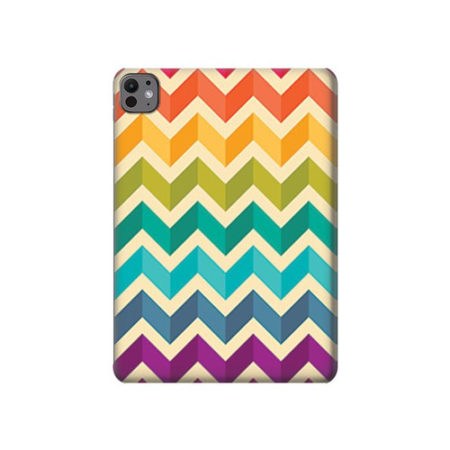 S2362 Arc en ciel coloré Shavron Zig zag Etui Coque Housse pour iPad Pro 11 (2024,2025)