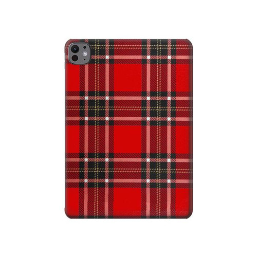 S2374 Motif Tartan Rouge Etui Coque Housse pour iPad Pro 11 (2024,2025)