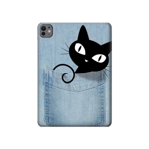 S2641 Noir Chat Poche Etui Coque Housse pour iPad Pro 11 (2024,2025)