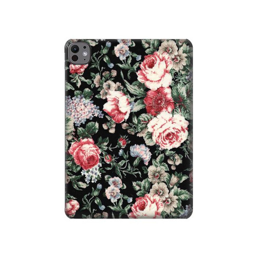 S2727 Motif Rose millésimé Etui Coque Housse pour iPad Pro 11 (2024,2025)