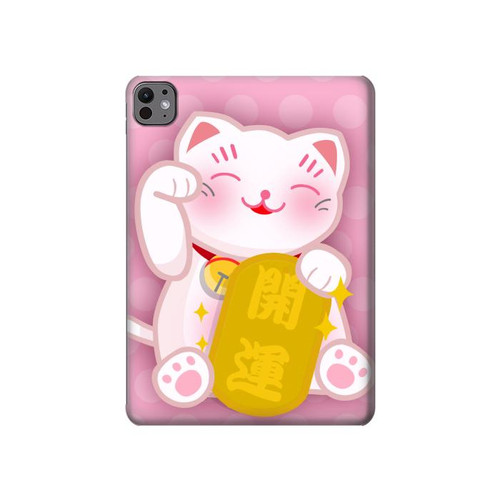 S3025 Rose Maneki Neko chat chanceux Etui Coque Housse pour iPad Pro 11 (2024,2025)
