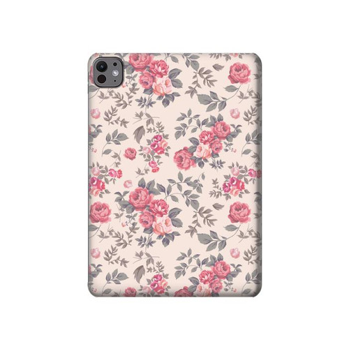S3095 Motif Rose millésimé Etui Coque Housse pour iPad Pro 11 (2024,2025)