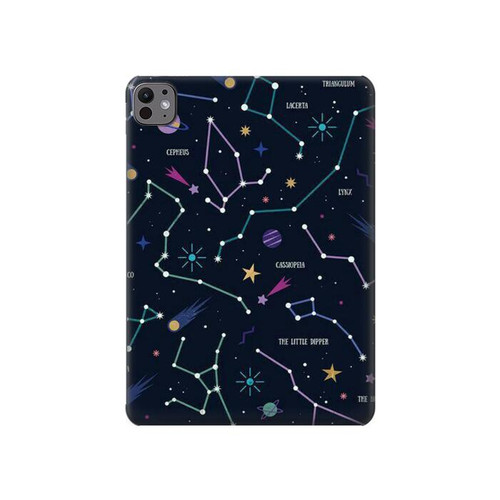 S3220 Carte Zodiaque étoiles Constellations Etui Coque Housse pour iPad Pro 11 (2024,2025)