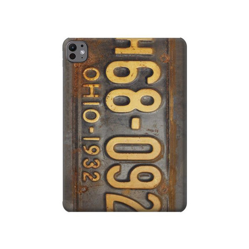 S3228 Millésimé plaque d'immatriculation de voiture Etui Coque Housse pour iPad Pro 11 (2024,2025)