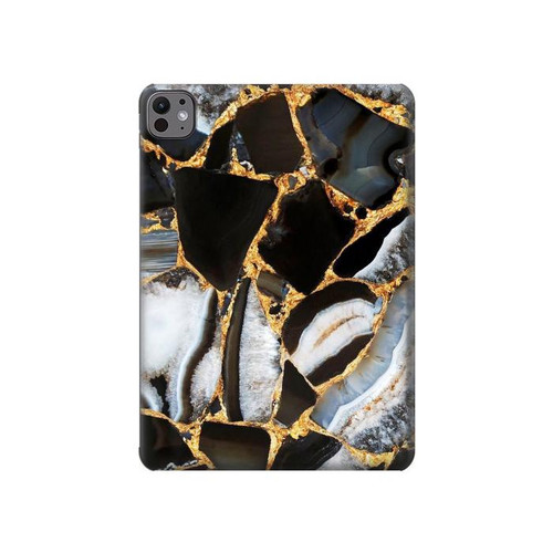 S3419 Imprimer Graphique en marbre d'or Etui Coque Housse pour iPad Pro 11 (2024,2025)