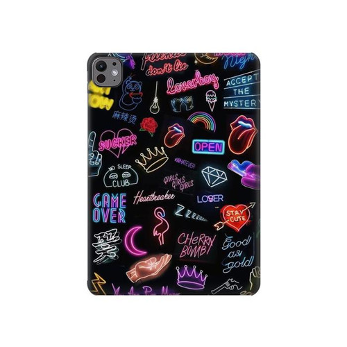 S3433 Néon graphique millésimé Etui Coque Housse pour iPad Pro 11 (2024,2025)