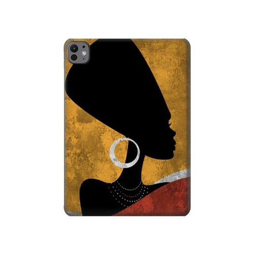 S3453 Africaine Reine Néfertiti Silhouette Etui Coque Housse pour iPad Pro 11 (2024,2025)