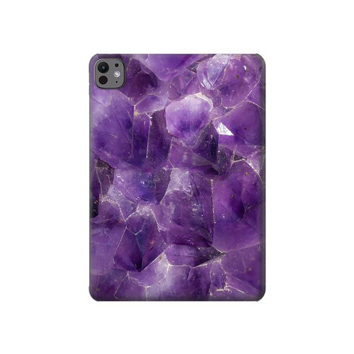 S3713 Graphique violet améthyste à quartz imprimé Etui Coque Housse pour iPad Pro 11 (2024,2025)