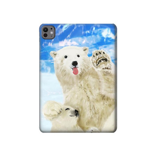 S3794 Ours polaire arctique amoureux de la peinture de phoque Etui Coque Housse pour iPad Pro 11 (2024,2025)