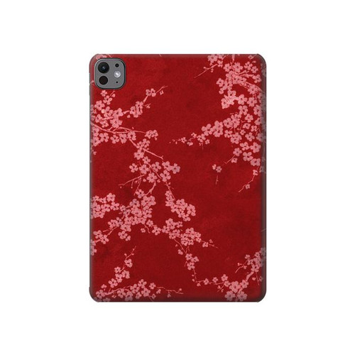 S3817 Motif de fleurs de cerisier floral rouge Etui Coque Housse pour iPad Pro 11 (2024,2025)