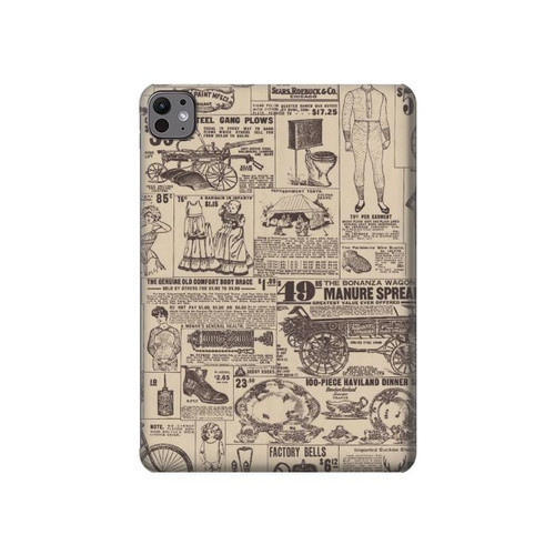 S3819 Papier Vintage rétro Etui Coque Housse pour iPad Pro 11 (2024,2025)