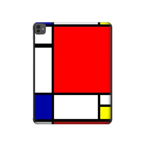 S0157 Composition Rouge Bleu Jaune Etui Coque Housse pour iPad Pro 13 (2024,2025)