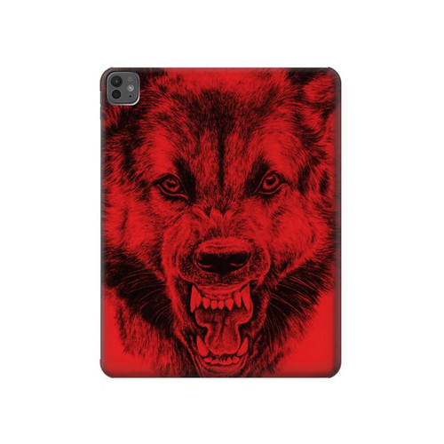 S1090 Rouge Loup Etui Coque Housse pour iPad Pro 13 (2024,2025)