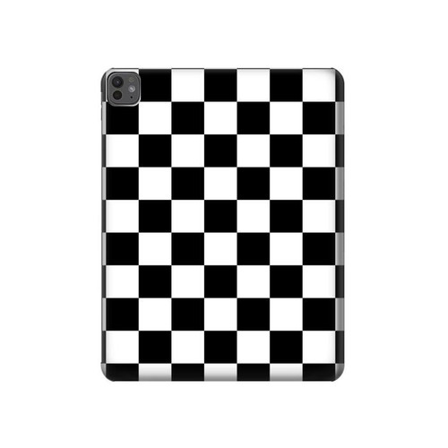 S1611 Échiquier Damier Noir Blanc Etui Coque Housse pour iPad Pro 13 (2024,2025)