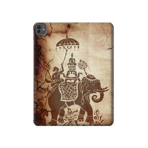 S2102 Art de la peinture thaïlandaise Bouddha sur Elephant Etui Coque Housse pour iPad Pro 13 (2024,2025), Air 13 2026