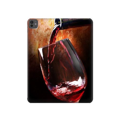 S2396 Rouge Bouteille de vin et le verre Etui Coque Housse pour iPad Pro 13 (2024,2025)