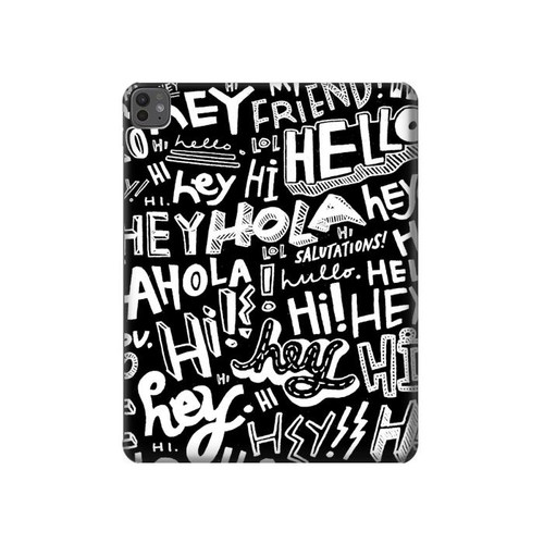 S2744 Hey Salut Bonjour Motif Art Etui Coque Housse pour iPad Pro 13 (2024,2025), Air 13 2026