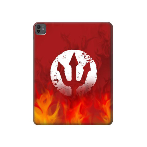 S2803 Feu Rouge Diable Lance Symbole Etui Coque Housse pour iPad Pro 13 (2024,2025)